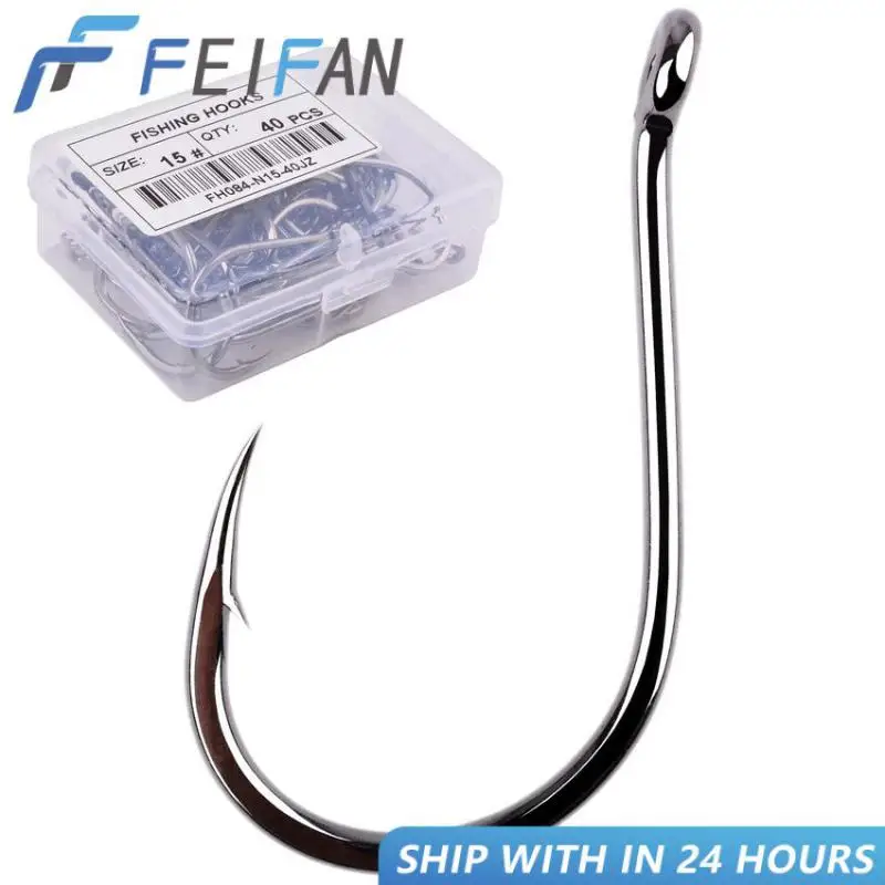 

50pcs/Box Fishing Hook With Loop Barbed Hook Circle Carp Carbon Steel Fishhooks Fishing Tackle Accessories Bait Hook Fishhook