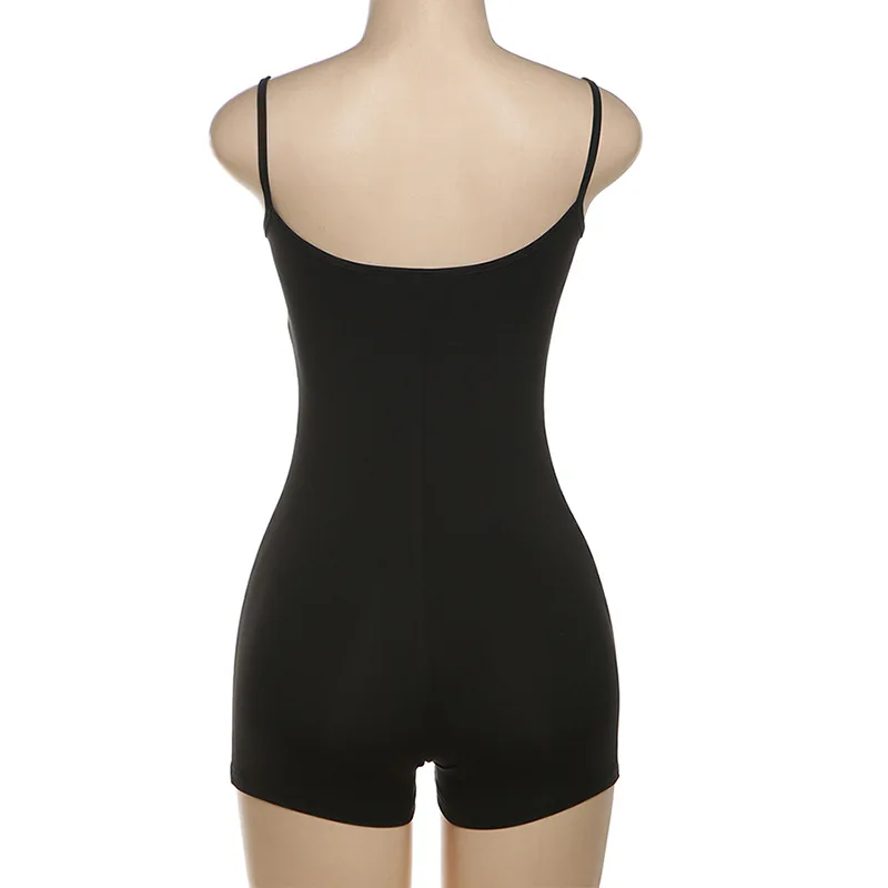 Black Skinny Spaghetti Strap Sleeveless Street Woman Rompers Classic Bar Club Bodycon Jumpsuits Body Femme Hot