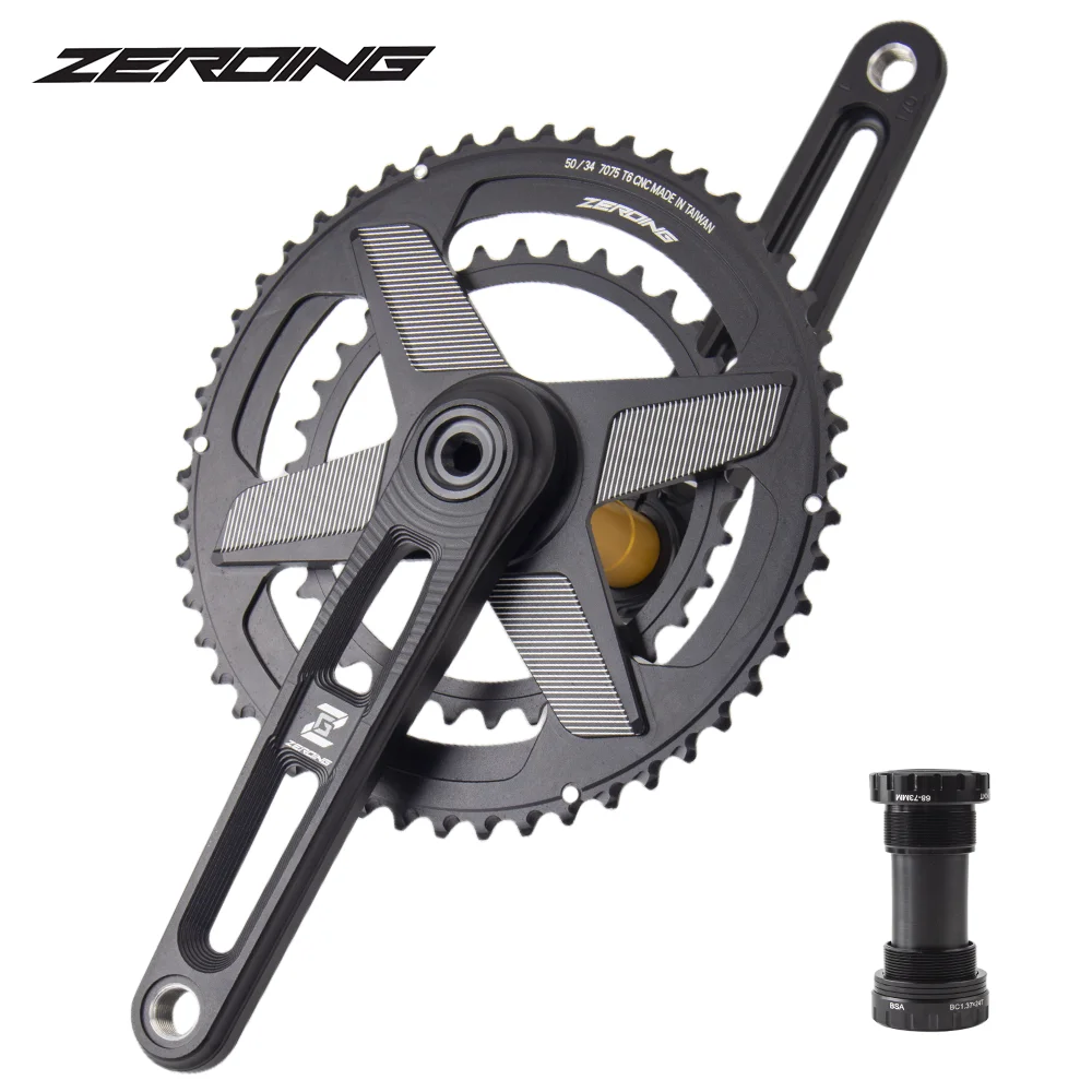 TDUIHTG 46-30T/48-32T Crankset For Road Bike 165/170/175mm Hollow Integrated Crank Arm Set GXP Double Chainring For 8/9/10/11/12 Speed( 175mm Silver,48-32T
