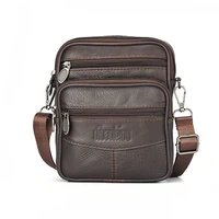 Sac à bandoulière en cuir véritable pour hommes, pochette zippée de haute qualité, sacoche d'affaires rétro pour hommes 1