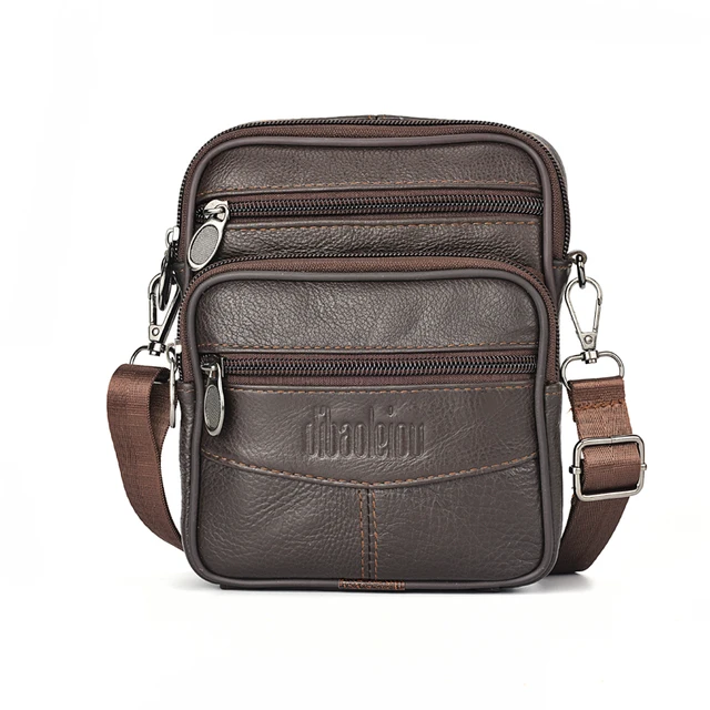 Sac à bandoulière en cuir véritable pour hommes, pochette zippée de haute qualité, sacoche d'affaires rétro pour hommes 1