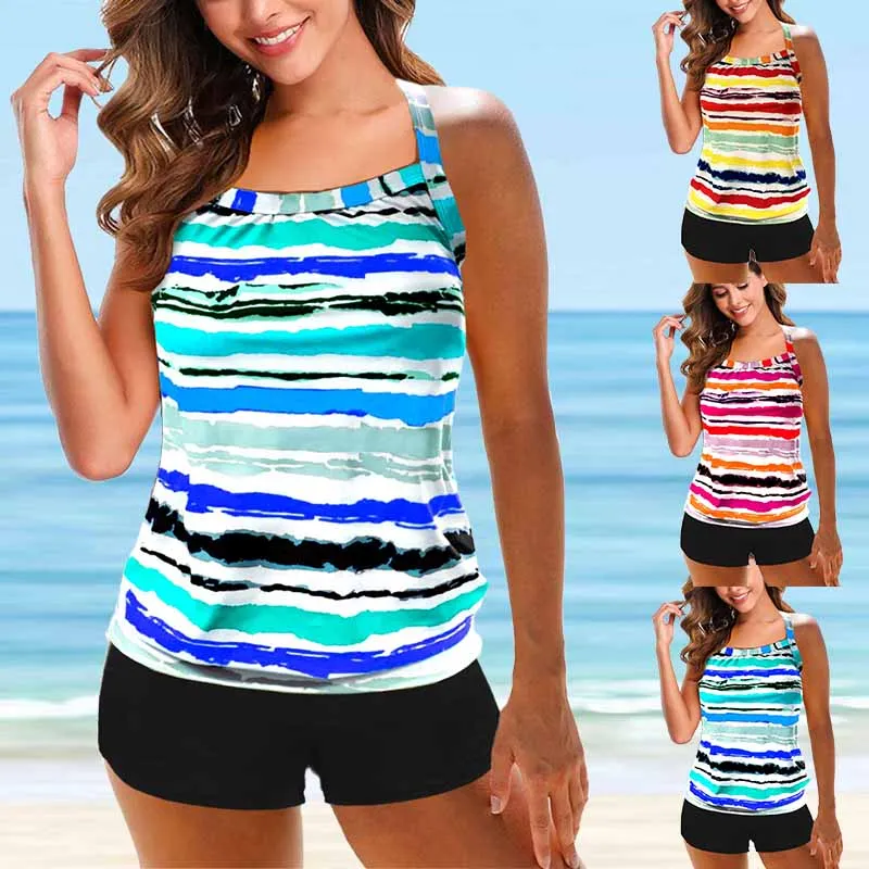

2023 Summer Ladies Two Pieces Swimsuit Swimwear Dew Shoulder Monokini Bathing Suit Women Sexy Female Tankini Fashion Beachwear