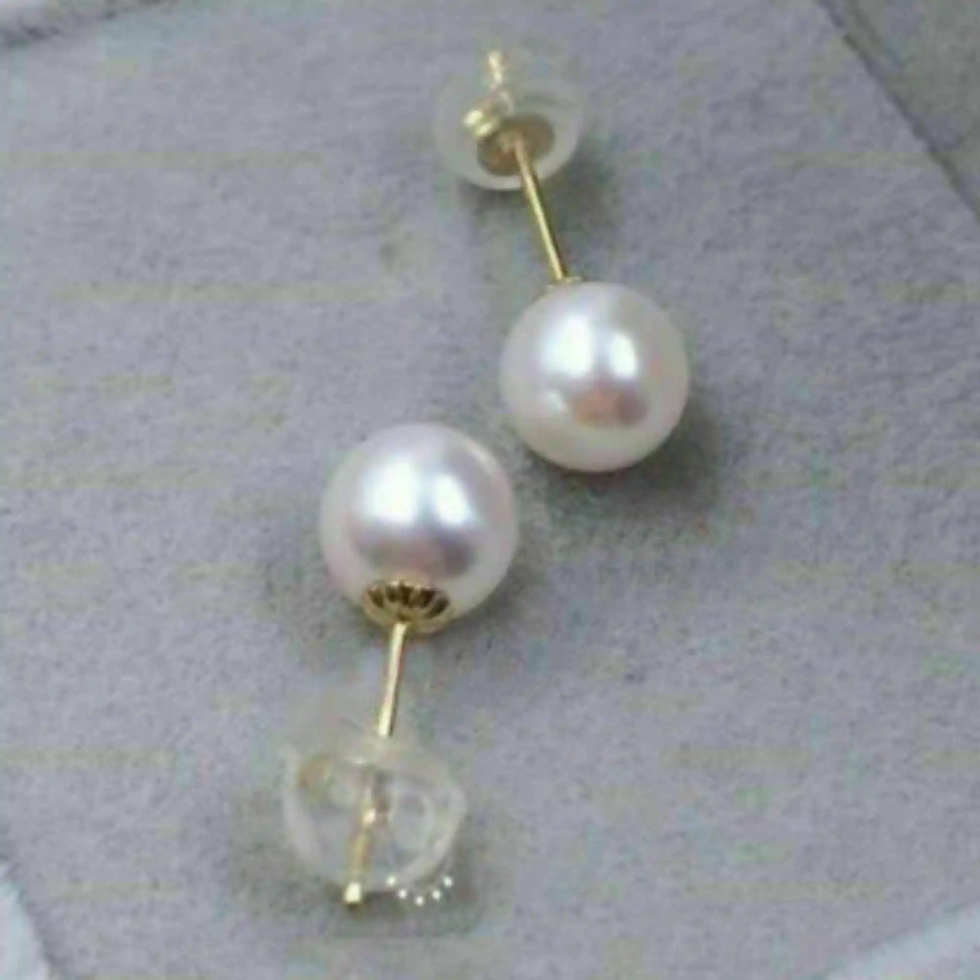 

7-8mm Natural white Akoya round pearl 14K gold earrings Women Halloween Holiday gifts Party Fashion Wedding Easter Classic