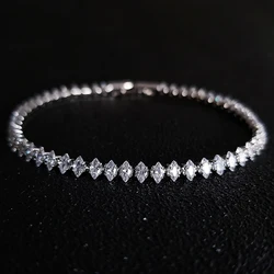 Elegant Silver Tone Gemstone Tennis Bracelet for Women - Luxury Party Jewelry Gift (Small)