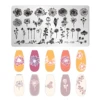 FRUIT LEMON TEMPLATES Flower Stripe Design Stamping Plate Strawberry Lady Face Nail Stamp Templates Leaf Floral Printing Stencil 6