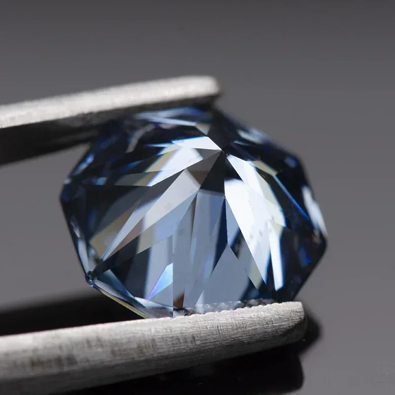 Moissanite Stones Rare Octagon Primary Colours Royal Blue Lab GrownGemstones Diamond Jewelry Pendant Rings Esarring Making