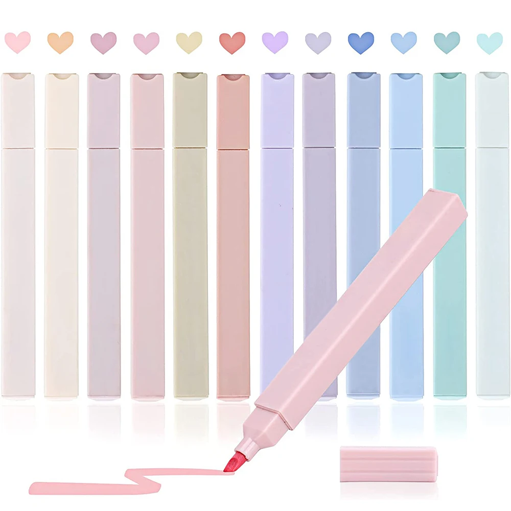 Highlighter Pen Morandi Color Set 6/12pcs For Taking Notes