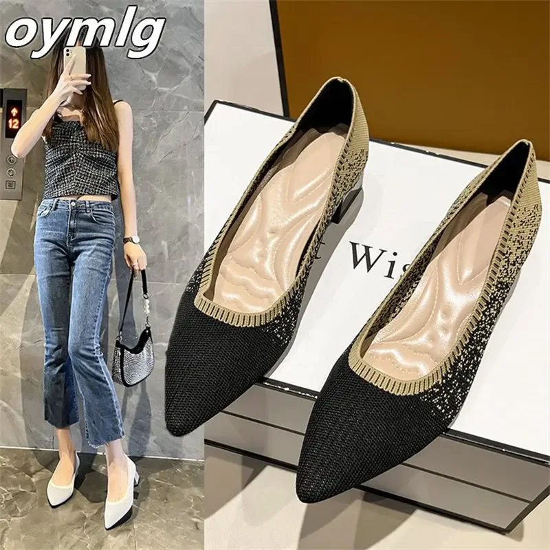 2024 autumn new princess shoes shallow mouth comfortable all-match flat bottom soft bottom knitted weave breathable gypsophila