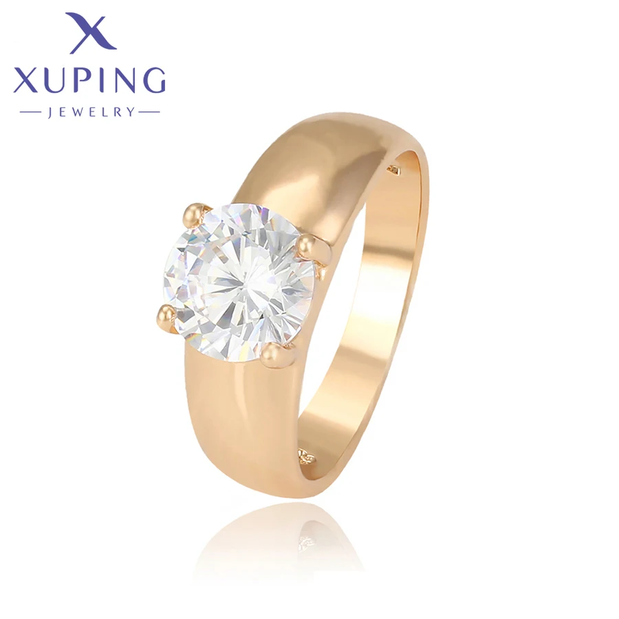 Fashion Rings Xuping Fashion Jewelry Simple Charm Round Shaped Stone Gold Plated Rings