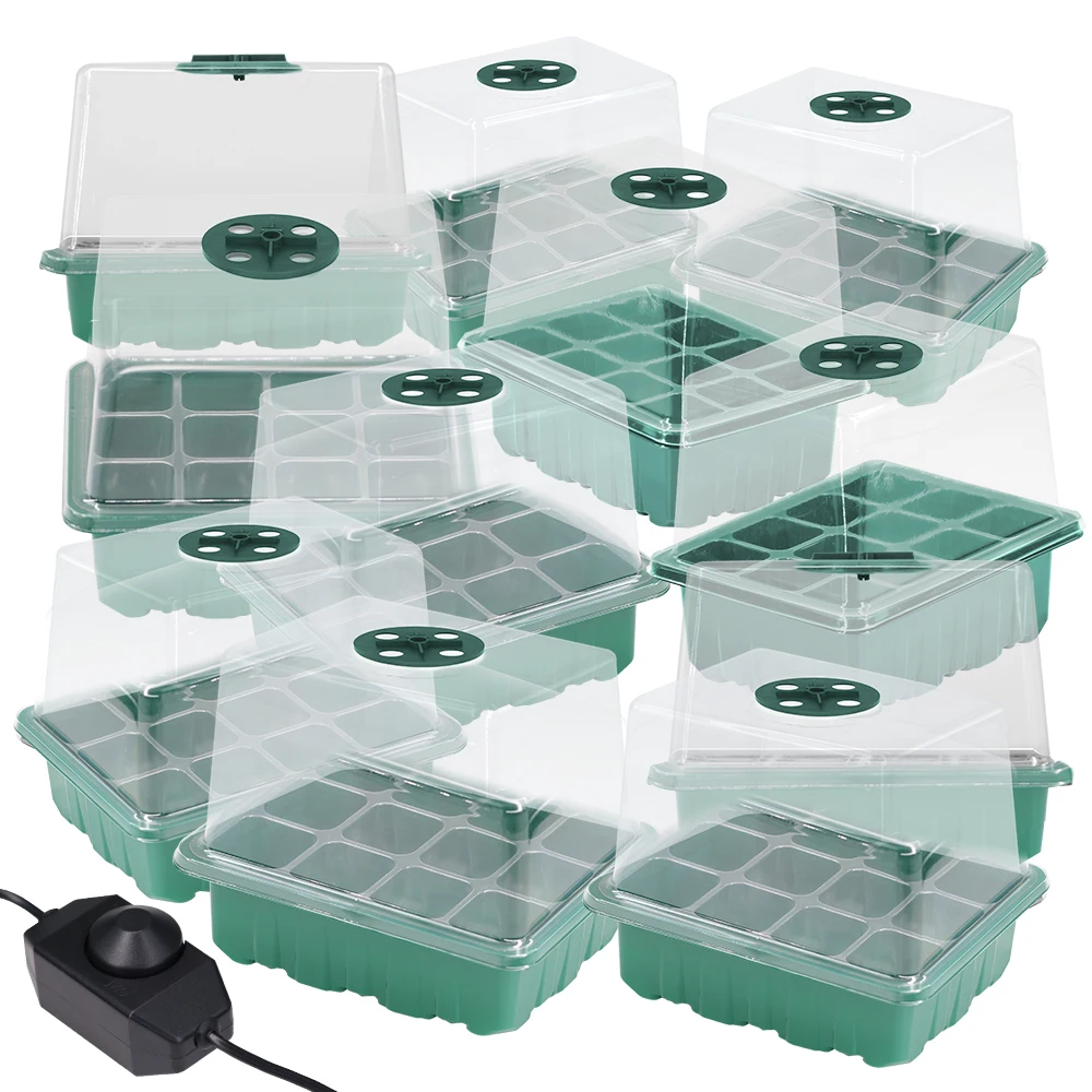 Seedling Box Plant Rooting Box Hydroponic Germination Tray Seeds Starter Germination Box Adjustable 8-4 Beads LED Grow Lights Green Propagation Growing Container Trays Home Garden Nursery