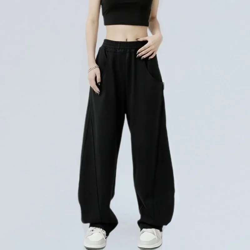 HOUZHOU Sweatpants Women Pants High Waist Wide Leg Trousers Casual Oversize Gray Sport Gym Female Clothing Korean Streetwear