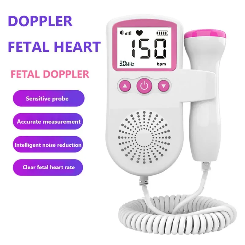 3.0MHz Ultrasound Doppler Fetal Portable Baby Hearbeat Monitor Pregnancy Women Heart Rate Monitor No Radiation Sonar For Home