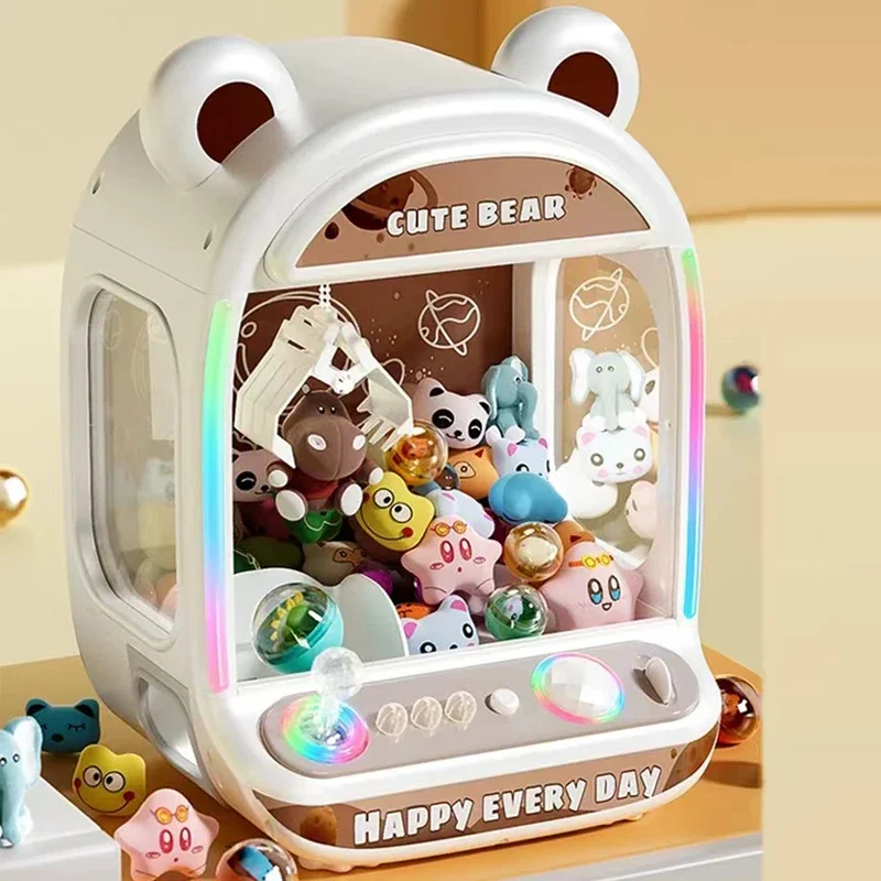 Claw Catch Toy Clip Doll Machine Automatic Doll Claw Machine Toy Kids Coin Operated Play Game Mini Claw Catch Toy Crane Machines Music Doll for Christmas Gifts