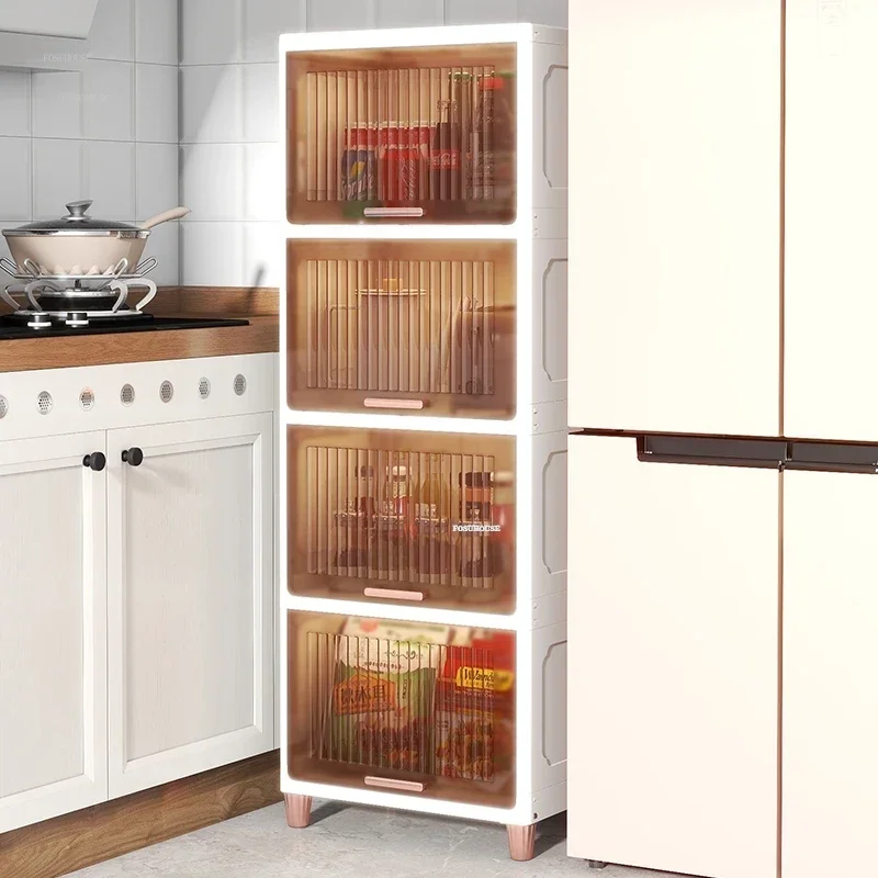 Nordic Living Room Floor Storage Cabinet Simple Flip Snack Kitchen Cabinets Multi-layer Pot Rack Cupboard Home Kitchen Furniture