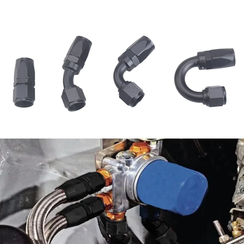 4Pcs Universal AN4 AN6 AN8 AN10 AN12 Straight 45° 90° 120° 180° Degree Oil Fuel Swivel Hose End Fitting Oil Hose End Adaptor Kit