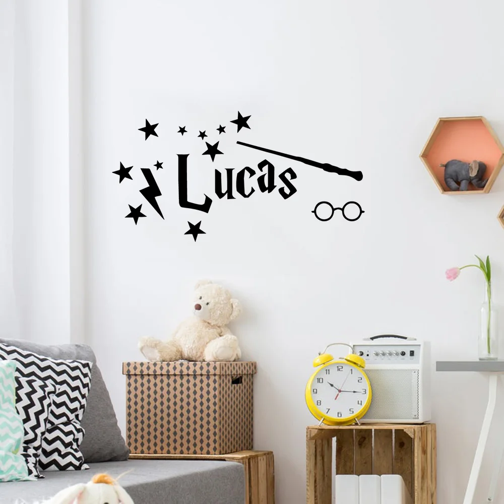 

1 pc hot sale magic stick customize name for kids room Wall Sticker Pvc Wall Art Modern Fashion Wallsticker vinyl wallpaper