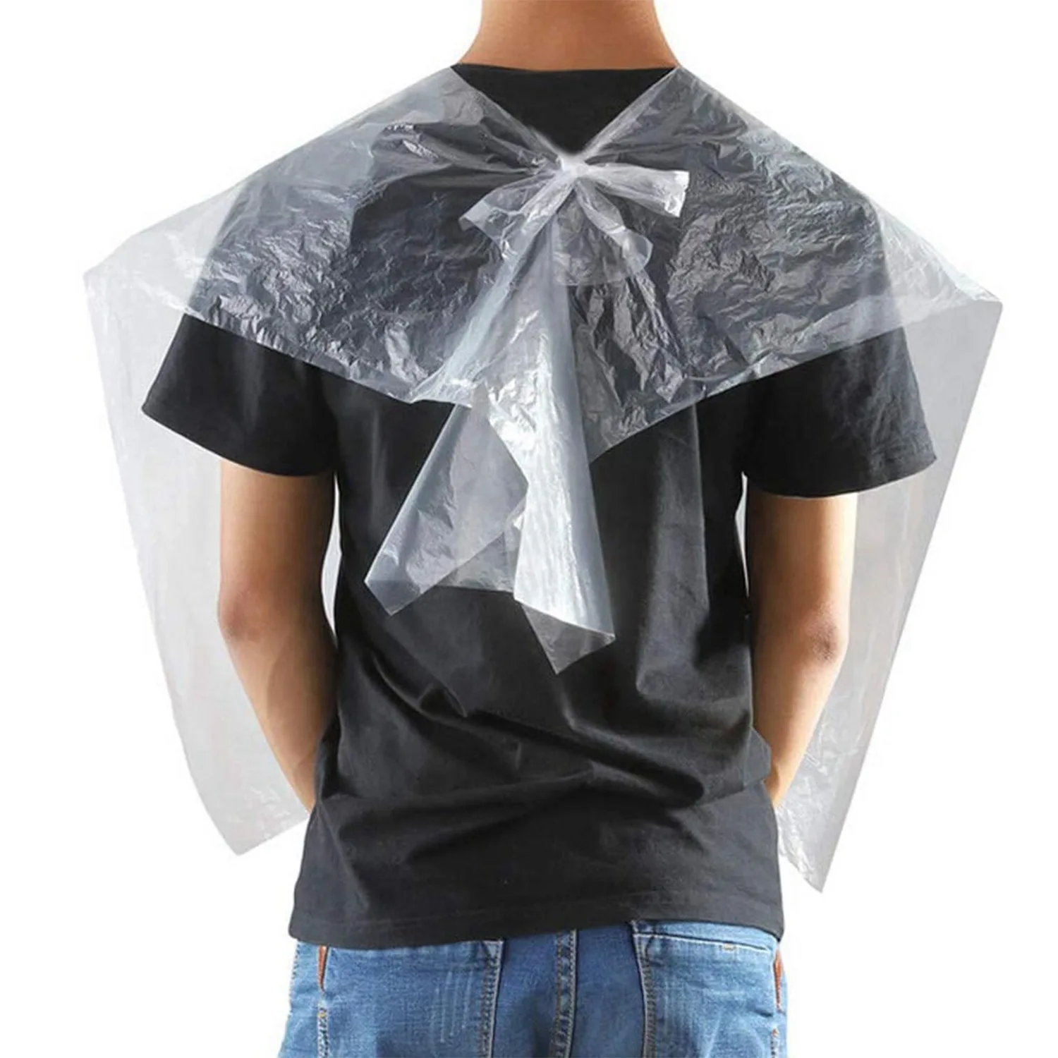 100Pcs PE Apron Disposable Long Barber Wai Cloth Perm Hair Salon Haircut Wai Hairdressing Cape Shawl 60X90Cm