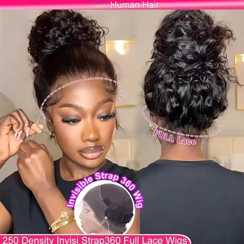 Invisible Strap 360 Full Hd Lace Glueless Wig 30Inch Deep Wave Lace Front Wigs Human Hair Hidden Drawstring 360 Lace Frontal Wig 1
