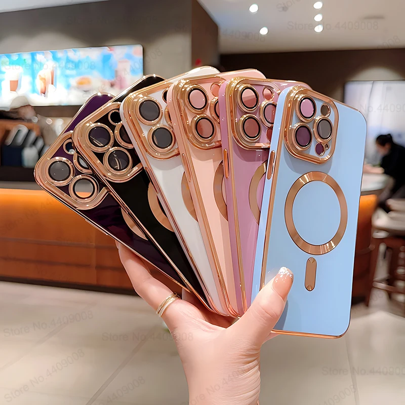 Magsafe Magnetic Cases For iPhone 11 12 13 14 Pro Max 15 Plus Wireless Charge Case Plating Cover Phone Accessories_voghion.com