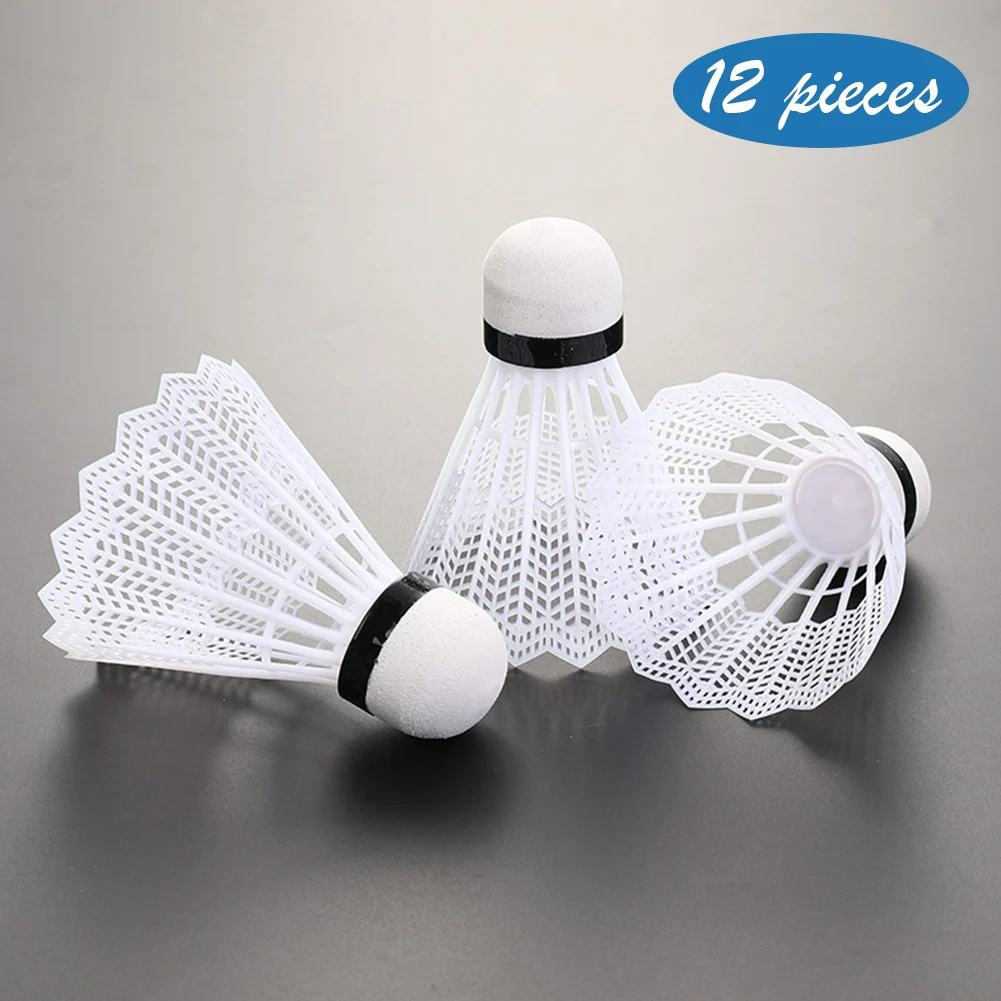 Badminton Shuttlecock 12pcs Plastic Lightweight For Practice Portable for Training Kids Entertainment