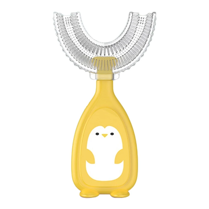 Cartoon Penguin Baby Children Manual Toothbrush 360 Degree U-shaped Toothbrush Teether Soft Silicone Baby Teeth Brush