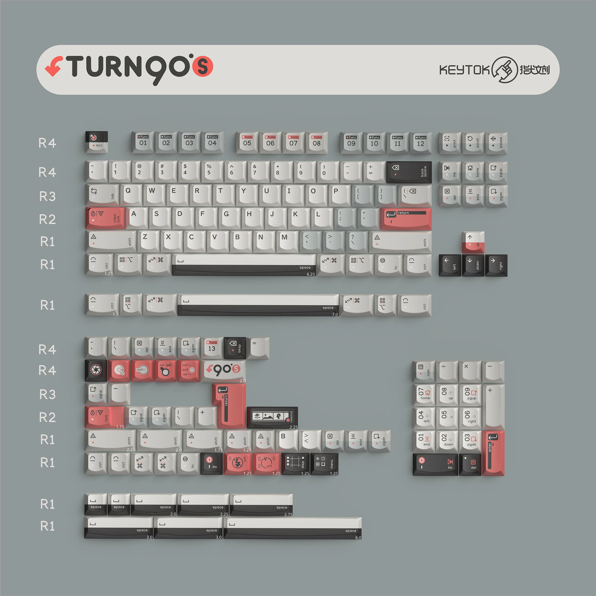 KeyTok Smile Profile Turn 90s Dye Subbed Keycap Set PBT for