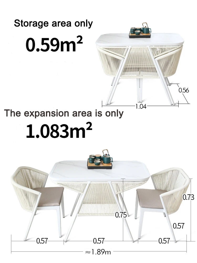 Saving Space Balcony Patio Furniture Coffee Table And 2 Chair Sets For Cafe And Restaurants