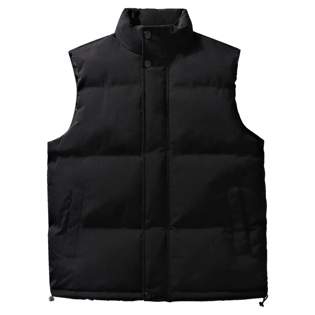 

Men Thickened Vest Jacket Velvet Soft Men's Winter Windproof Stand Collar Vest with Pockets Thick Padded for Weather