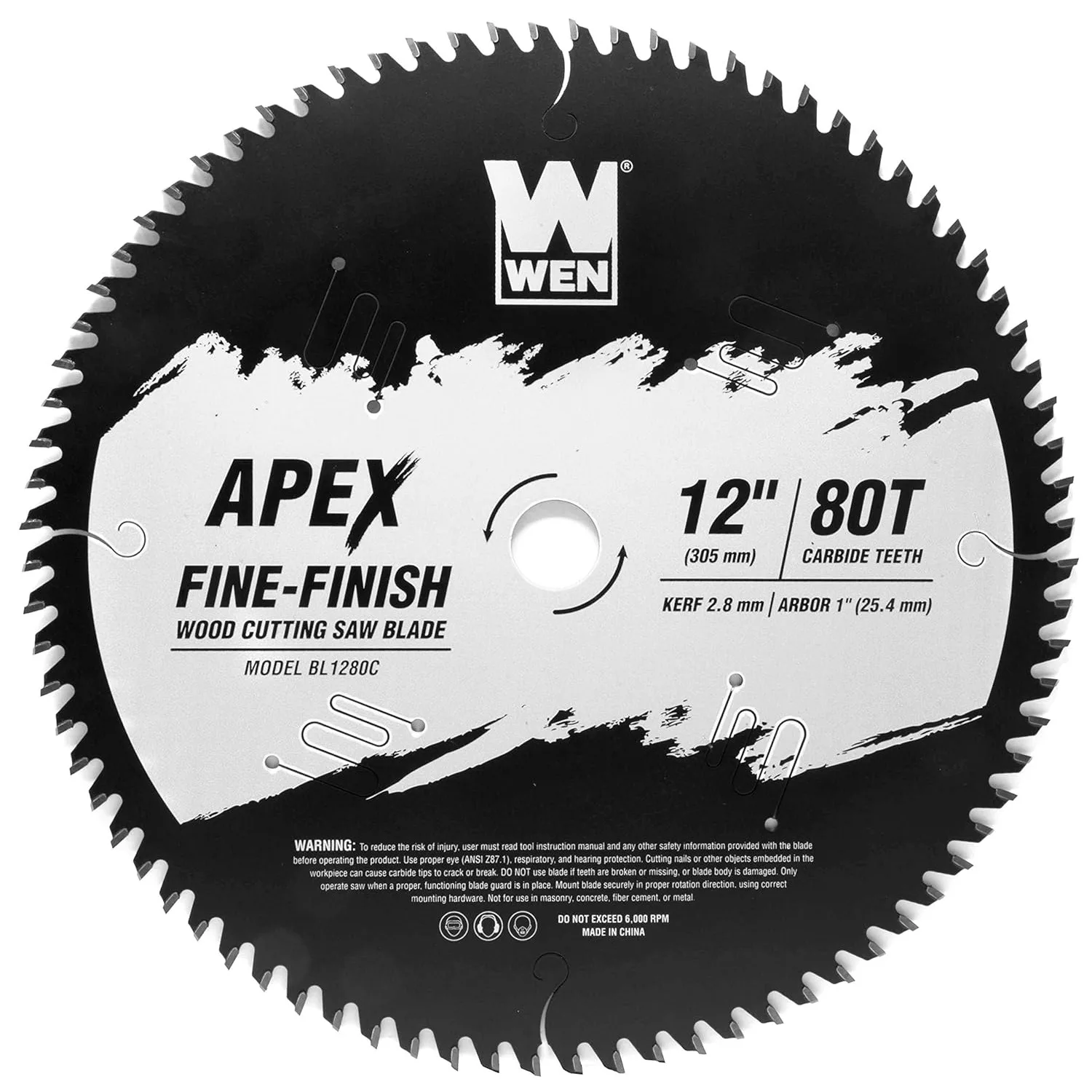 

WEN BL1280C Apex 12-Inch 80-Tooth Carbide-Tipped Fine-Finish Industrial-Grade Woodworking Saw Blade with Cool-Cut Coating