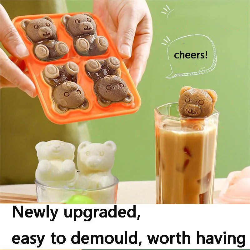

Little Bear Ice Block Mold Silicone Ice Grid Little Bear Tray Mold Box Large Food Grade Wine Ice Blocks Maker Model