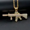 Iced Out AK47 Gun Pendant Rhinestone Stainless Steel Mens Necklace Hiphop Jewelry 1