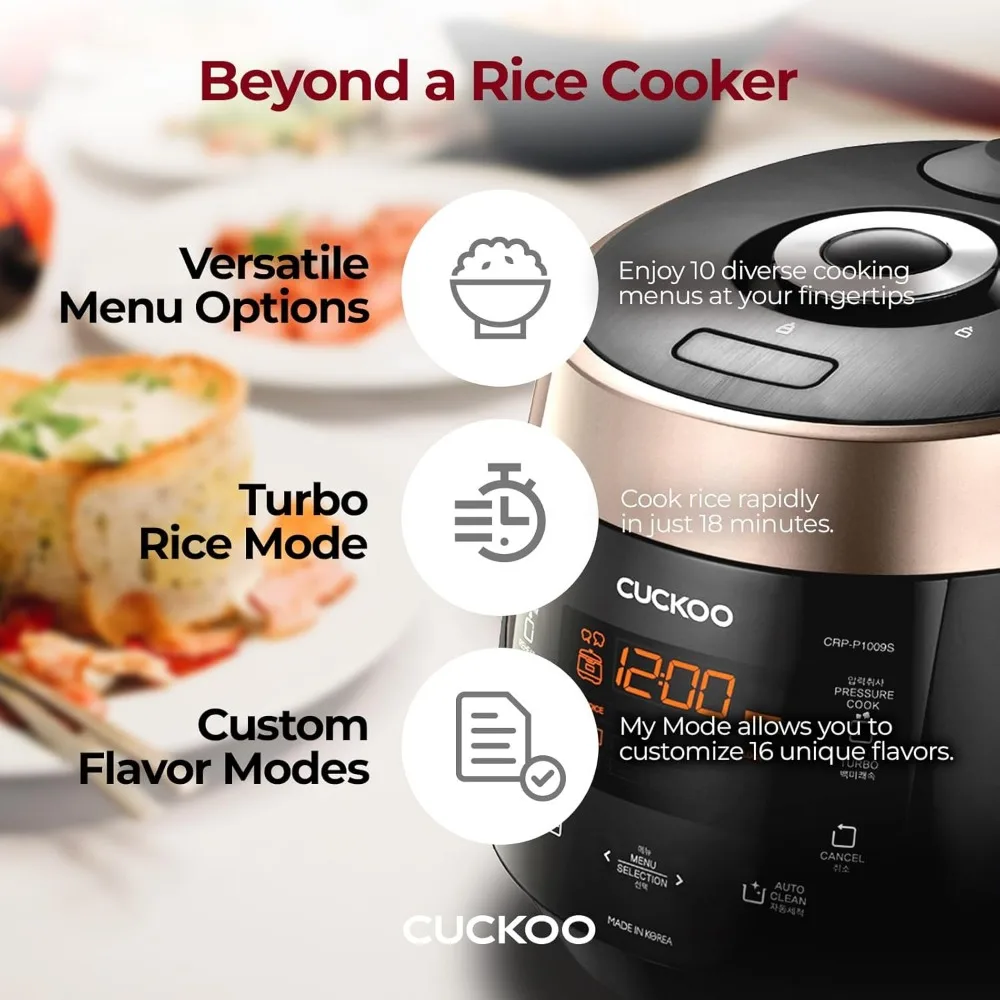 High 6 Cup Electric Heating Pressure Rice Cooker & Warmer &ndash; 12 Built-in Programs Including Glutinous (White), Mixed, Brown