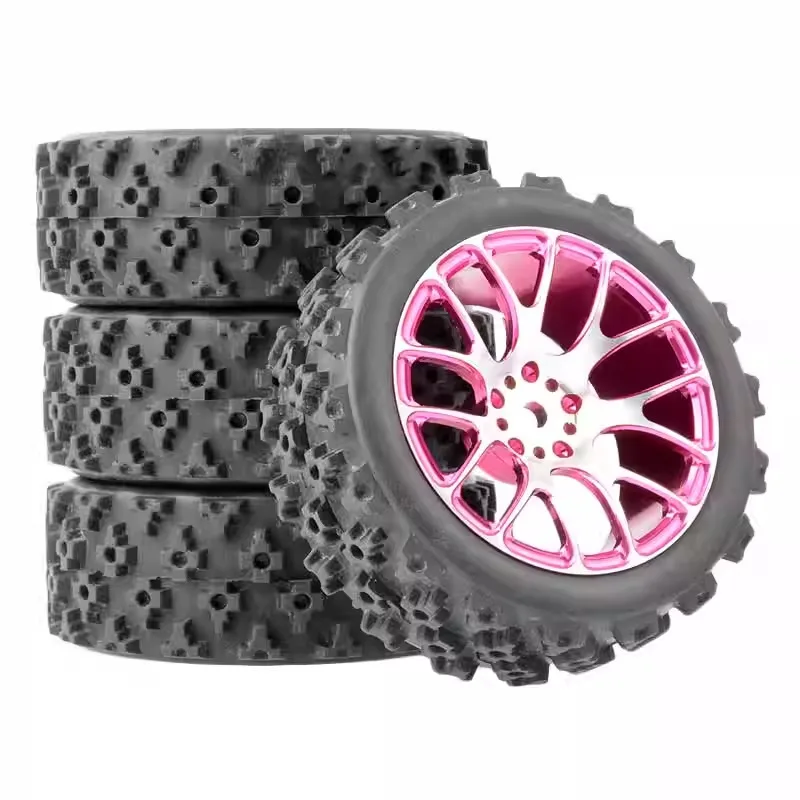 Lot De 4 Pneus En Caoutchouc Avec Jantes Métalliques – 65 Mm – Hex 12 Mm – Compatible Wltoys 144001, 124019, A959, Etc. – Pièces De Rechange RC