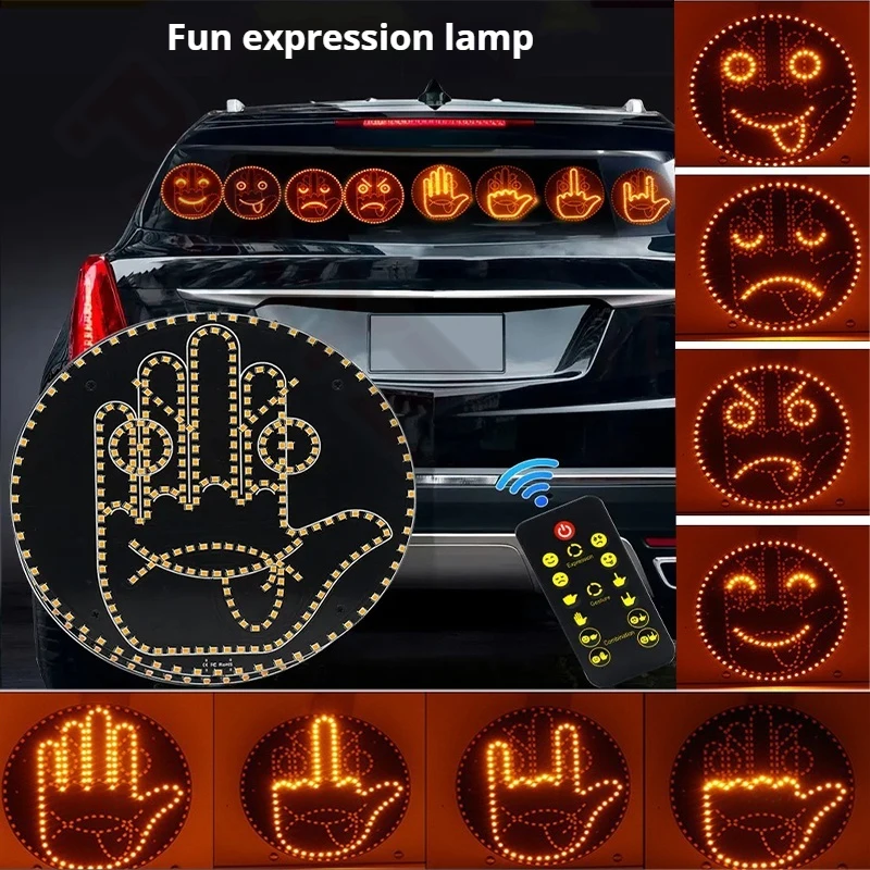 Creative Fun Three Models Gesture Lamp Car Interior Rear Windshield LED Hand Gesture Sign Middle Finger Sign Warning Brake Light