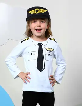 Baby Boy Pilot Hat Police Captain Cap Infant Funny Cosplay Embroidery Hats Role Play Accessories Newborn Photography Props 3