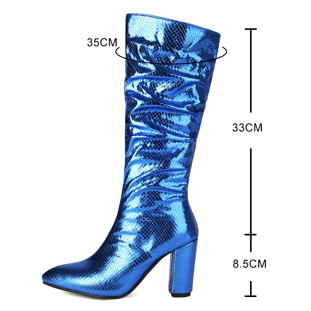 Botas altas con purpurina brillante para mujer, botas largas sin