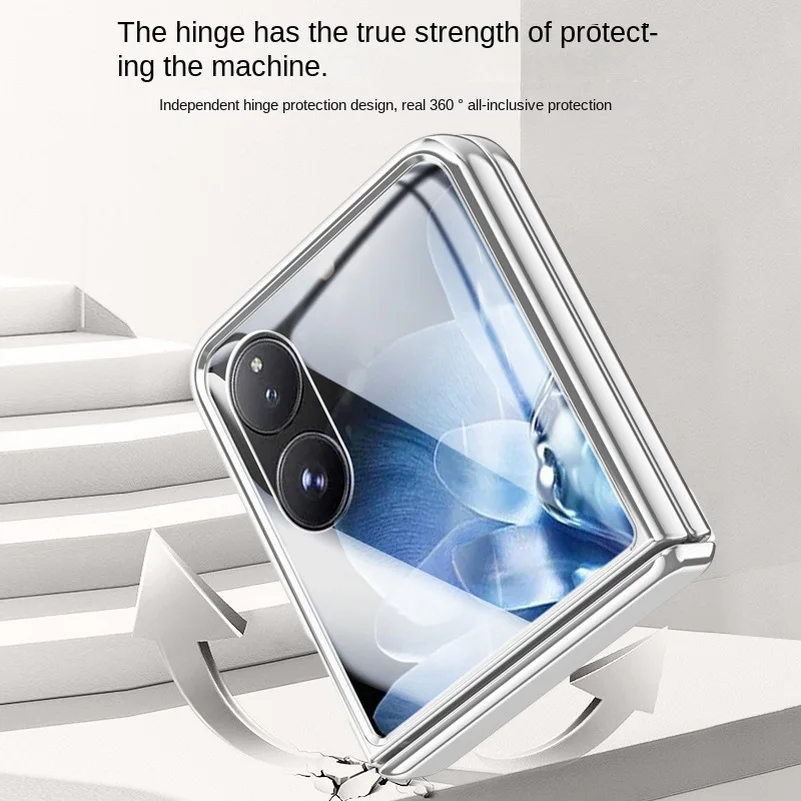 Tempered Glass Protective Case with Spring Hinge and All-Inclusive Camera Protection