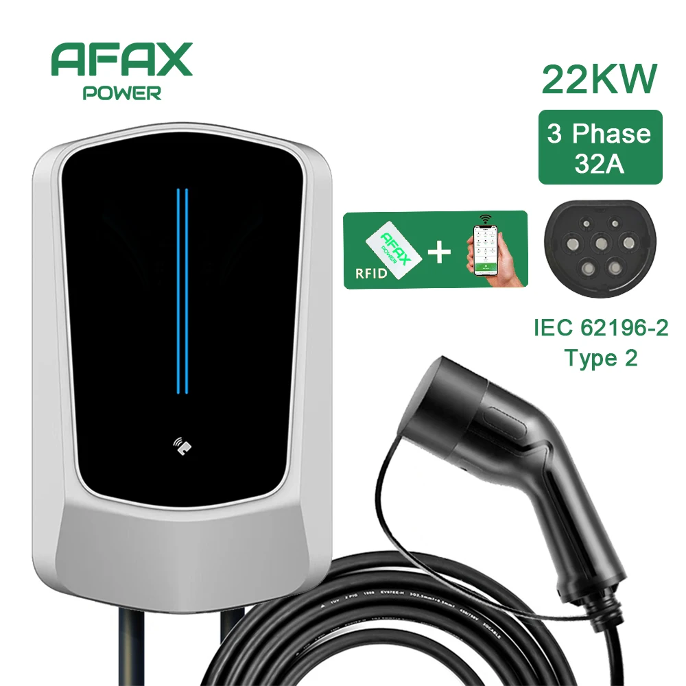 AFAX EV Charging Station Cable 32A Electric Vehicle Car Charger EVSE Wallbox Wall Mount Type 2 Cable IEC 62196-2 7.6KW