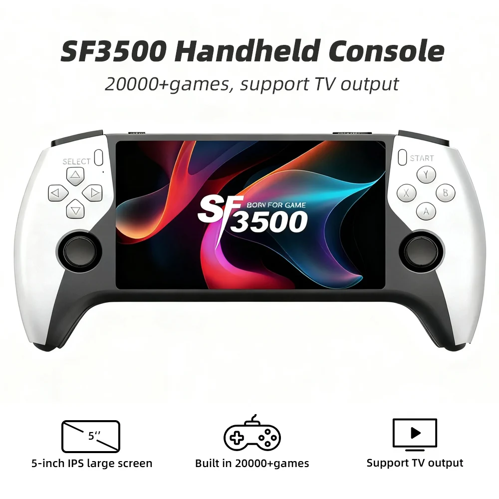 New SF3500 Handheld 5-inch IPS Large Screen Portable Game Console, Built-in 20000+games, Supports TV Output_voghion.com