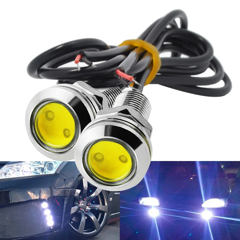 2 Pz Nuovo 18Mm Auto Eagle Eye Silver Shell Drl Led Luci Di Marcia Diurna Led 12V Backup Retromarcia Segnale Di Parcheggio Automobili Lampada