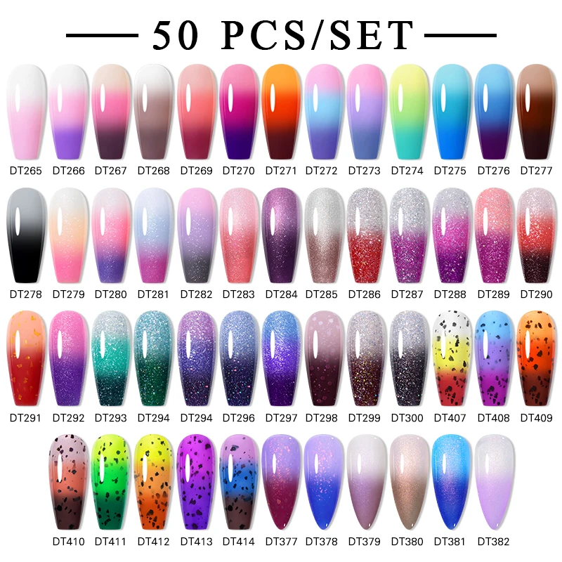 MEET ACROSS 44/60/24/12Pcs Thermal Gel Polish Set Temperature Gradient Changing Nail Art Gel Varnishes Manicure Set For Nails 2