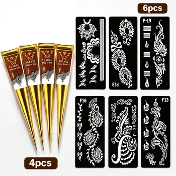 Kit per Tatuaggi Temporanei all'Henné, Strumento per Dipingere a Mano, Arte Corporea Fai-da-Te, Regalo per Donne e Uomini, Accessori per Tatuaggi