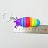 Mini Fidget Slug Keychain Toys  3D Articulated Stretch Keychain Child Adult Stress Reliever Anti-Anxiety Squeeze Sensory Party 5