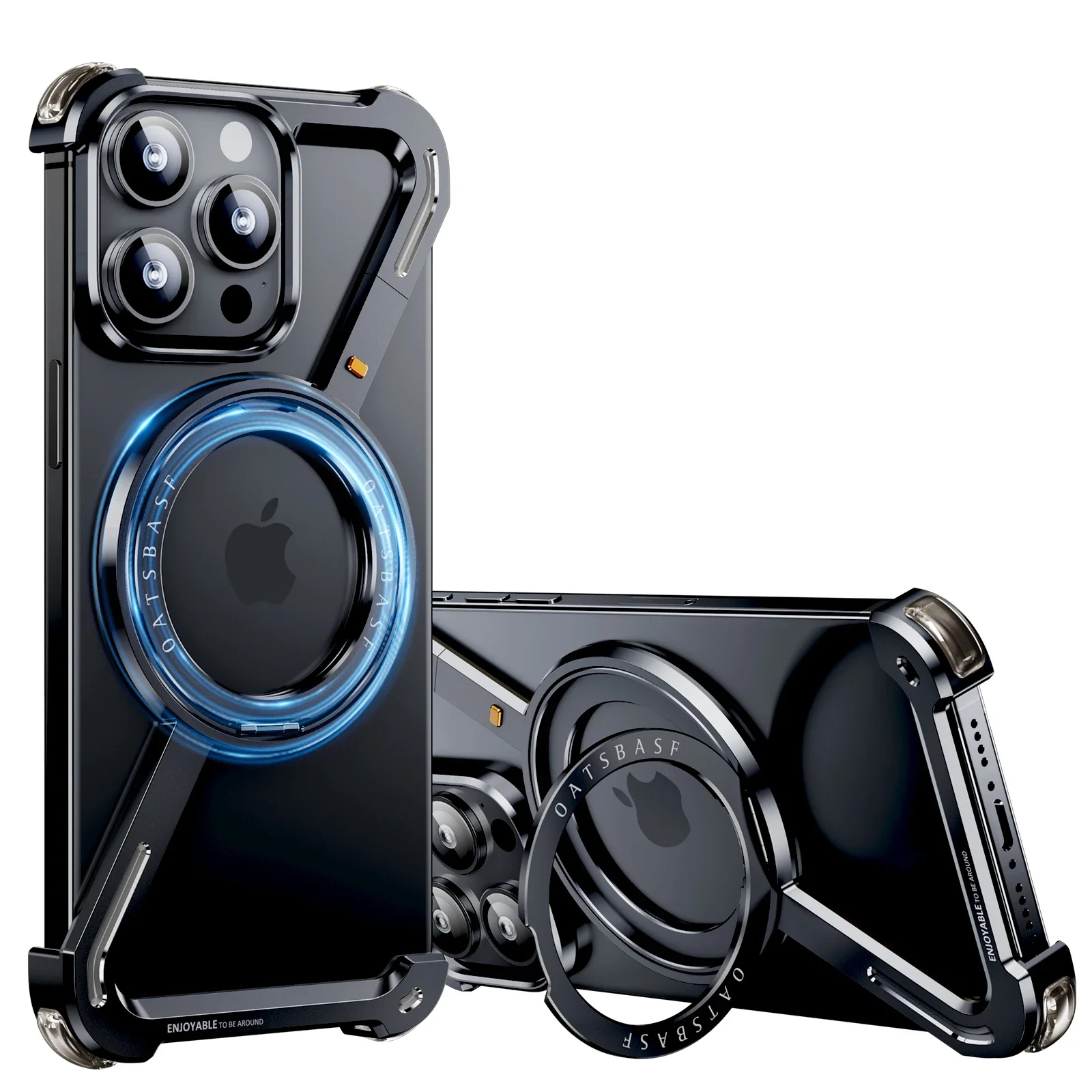 Oatsbasf Z Shape Metal MagSafe Phone Case - Sleek Protective Cover with Magnetic Wireless Charging Capability