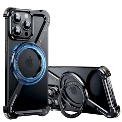 Oatsbasf Z Shape Metal MagSafe Phone Case - Sleek Protective Cover with Magnetic Wireless Charging Capability for iPhone 12 Pro (Black)