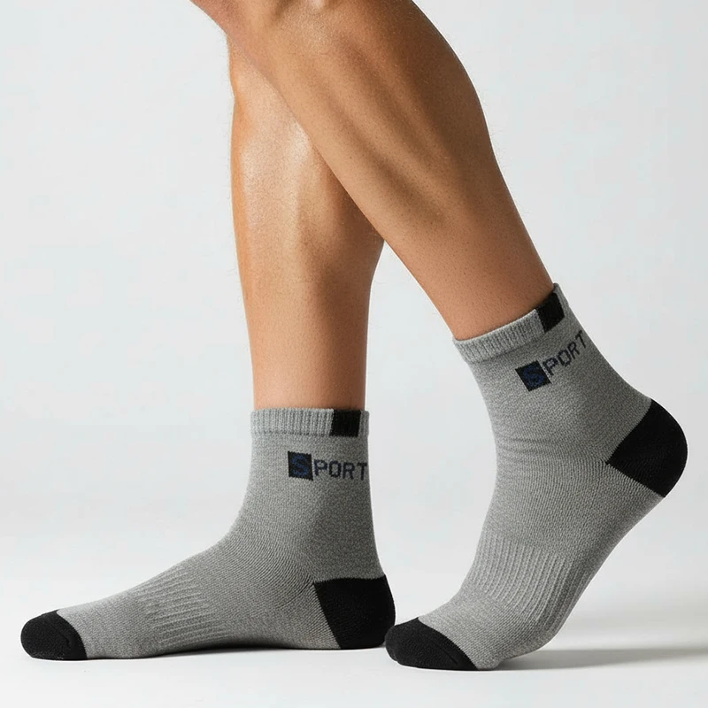 5 Pairs/sets Men's Mid-tube Socks Trendy Casual Sports Sock Male Breathable Comfortable Sweat-absorbent Solid Socks