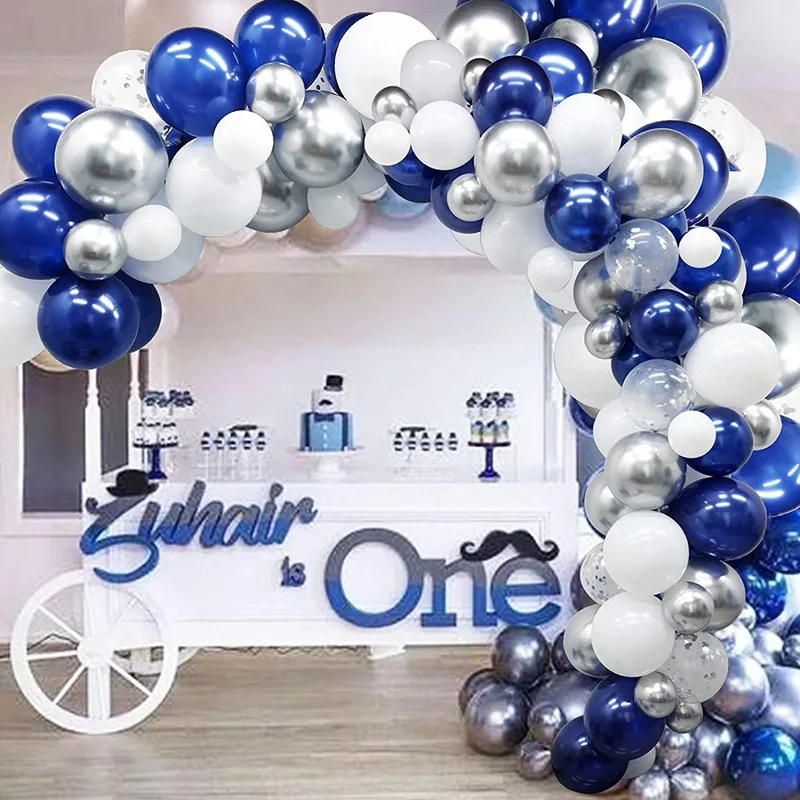 

Birthday Party Decorations Full Set for Boys Silver Blue Garden Balloon Kit 3 Years Decor Ballon Garland Favor Event Supplies