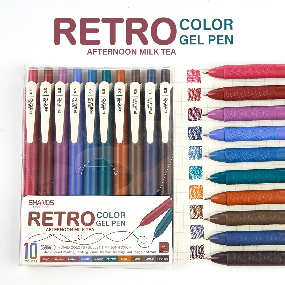 SHANDS 10/20/40 Stück schnell trocknende Gelstifte, 0,5 mm feine Spitze, verschiedene Farben – glattes Schreiben für Schule und Büro – Detail 7