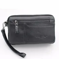 High Quality Men's Business Clutch Wallet Real Leather Wrist Money Bags First Layer Cowhide Purse Wallets Cigarette Card Holder 2