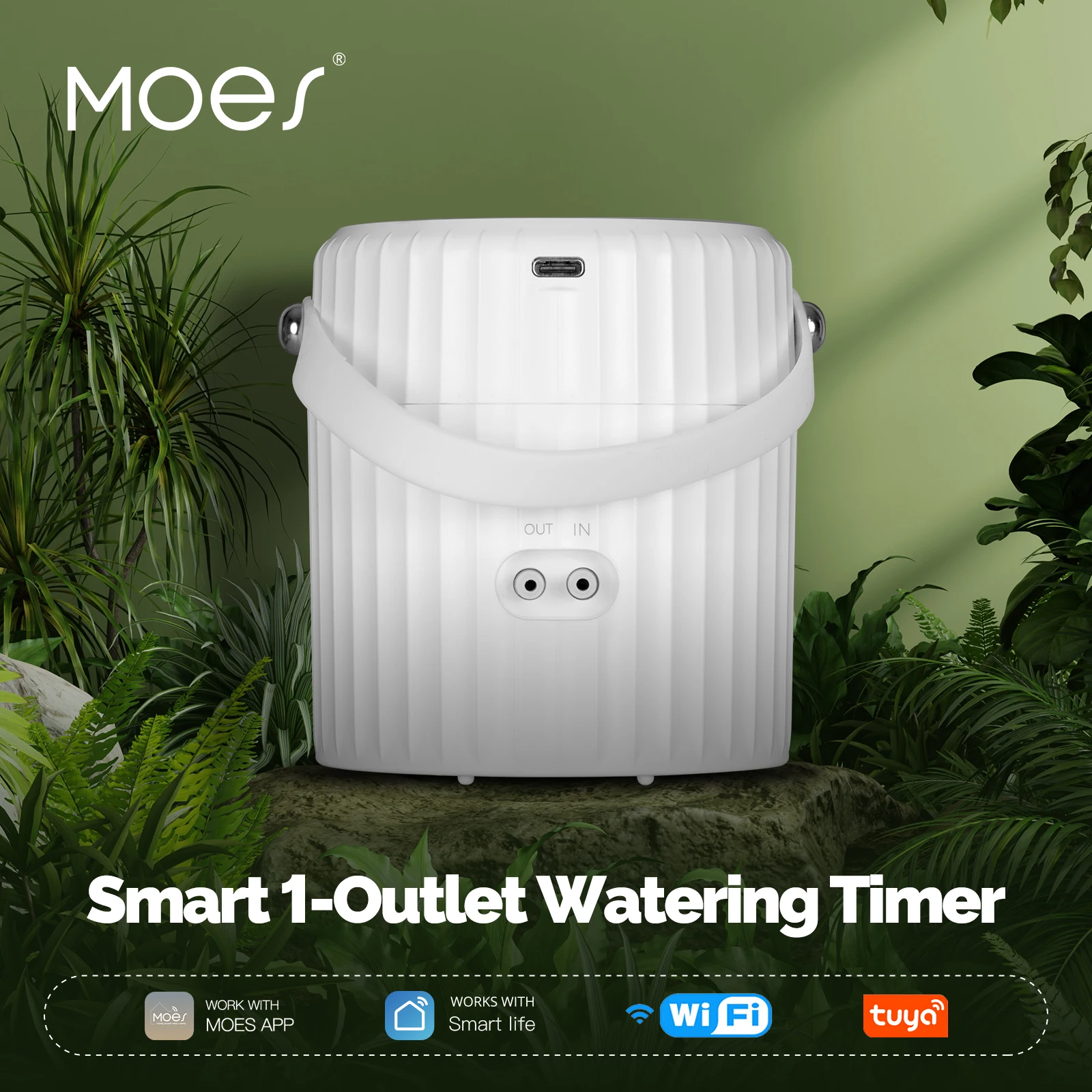 Moes-smart Watering Timer Dispositivo para Bombas de Água Irrigação Ferramentas de Jardim Design por Aspersão Modo Automático Tuya Wifi Saída
